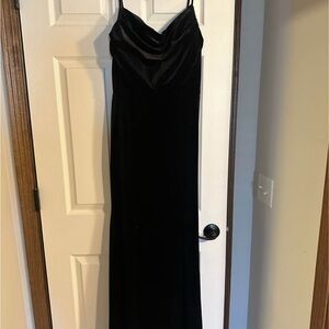 Black Velvet Maxi Dress with Spaghetti Straps